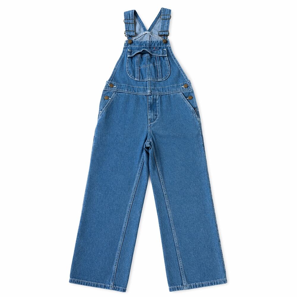 Hisea Kids Blue Jean Denim Bib Overalls Size 8 Waist 26" 100% Cotton Youth